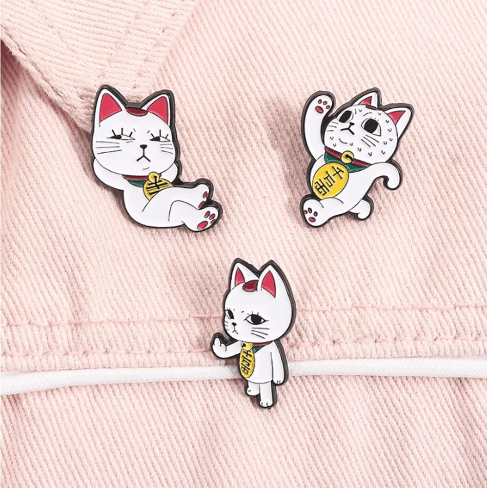 2Pcs Turbo Granny Cat Cartoon Enamel Pins Funny Anime Cat Brooch And Lapel Badge Gift 4