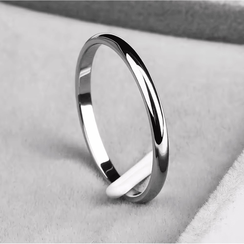 Ramos 2mm Stainless Steel Rings GoldColored AntiAllergy Couples Rings For Wedding And Bijouterie 3