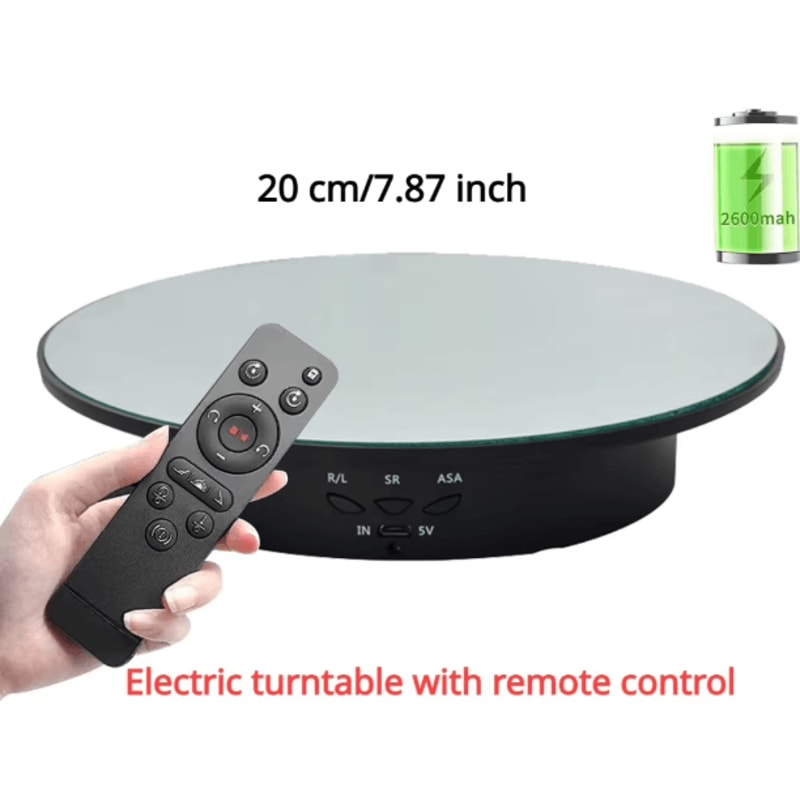 3Speed Electric Rotating Display Stand 360 Degree Turntable Jewelry Holder With Battery And USB Po 0