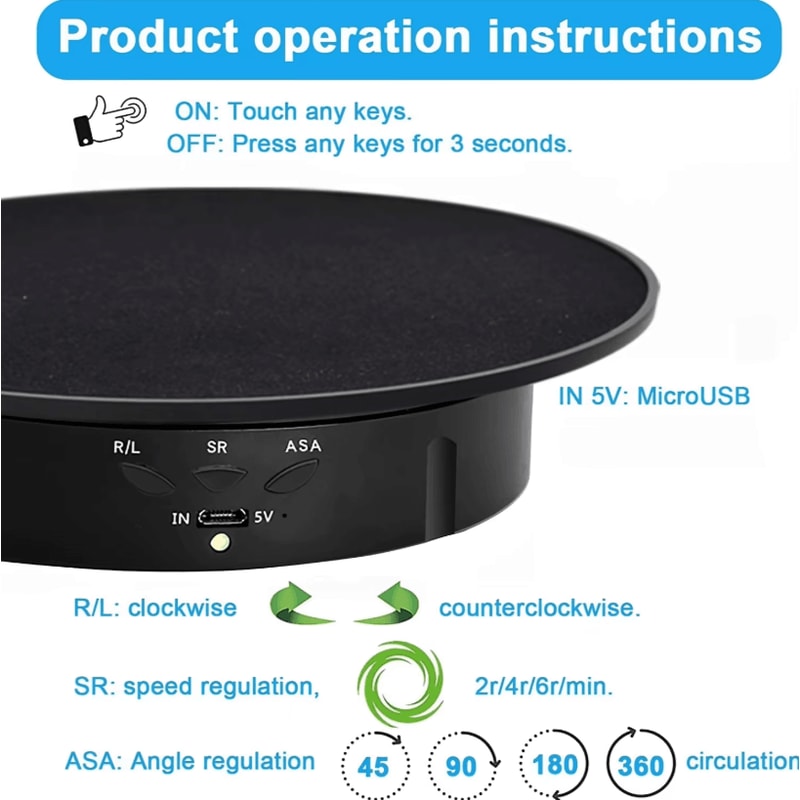 3Speed Electric Rotating Display Stand 360 Degree Turntable Jewelry Holder With Battery And USB Po 2