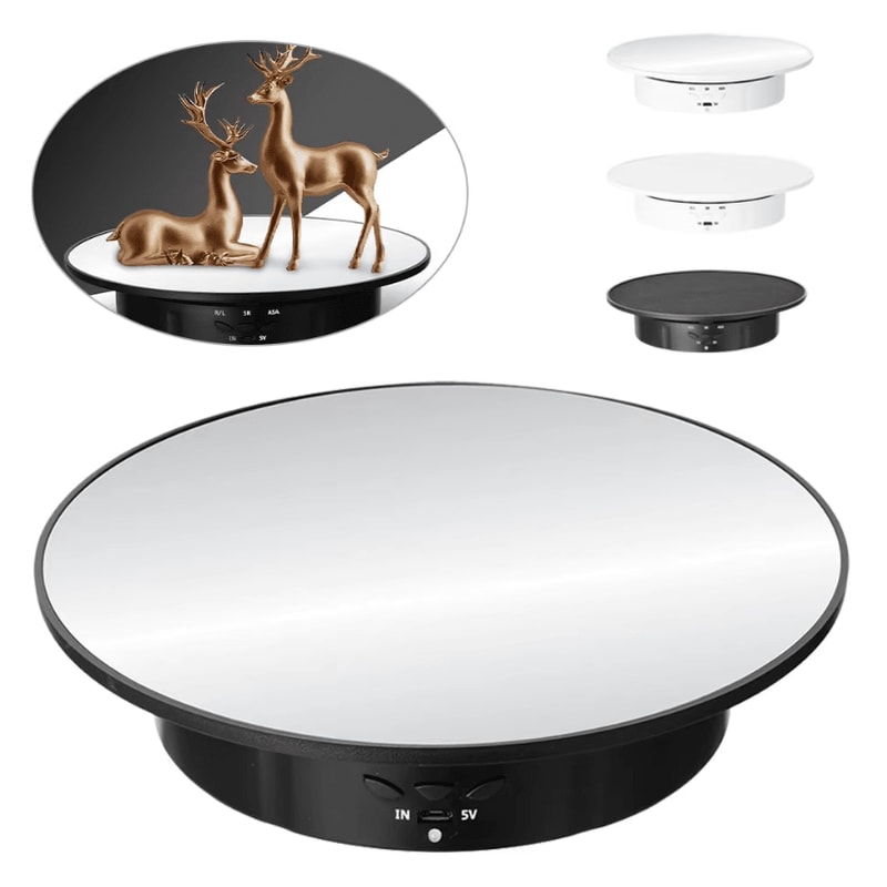 3Speed Electric Rotating Display Stand 360 Degree Turntable Jewelry Holder With Battery And USB Po 4