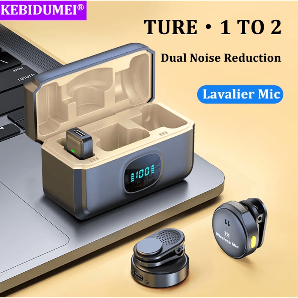 24GHz Wireless Lavalier Microphone Magnetic Suction ClipOn Mic With Charging Case For Plug And Pla 0