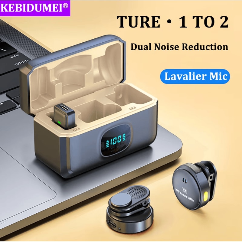 24GHz Wireless Lavalier Microphone Magnetic Suction ClipOn Mic With Charging Case For Plug And Pla 0