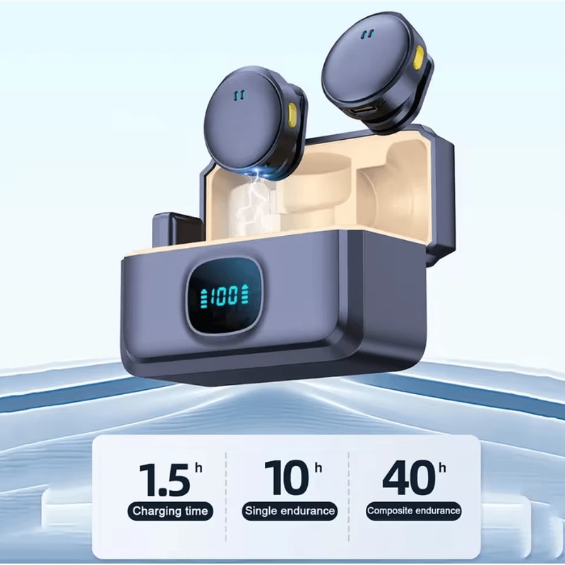 24GHz Wireless Lavalier Microphone Magnetic Suction ClipOn Mic With Charging Case For Plug And Pla 7