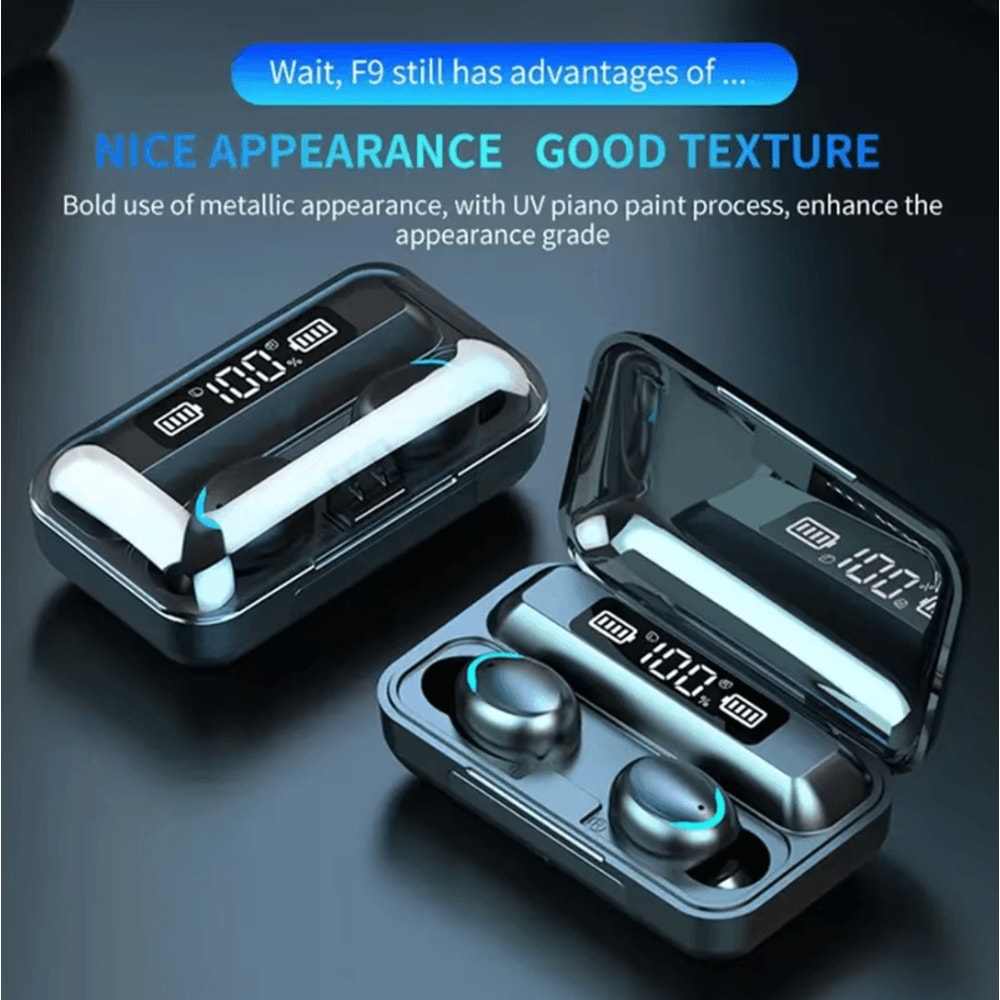 F9 Wireless Bluetooth Earbuds TWS Game Earphones With Digital Display And Large Capacity Charging 0