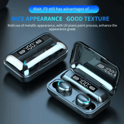 f9 wireless bluetooth earbuds – tws game earphones with digital display and large capacity charging case