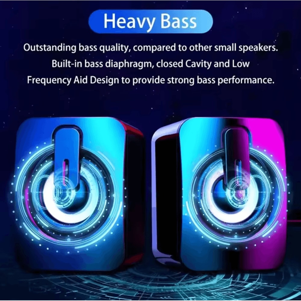 HIFI PC Stereo Speakers USB Wired Computer Sound System With LED Light And BuiltIn Microphone 1