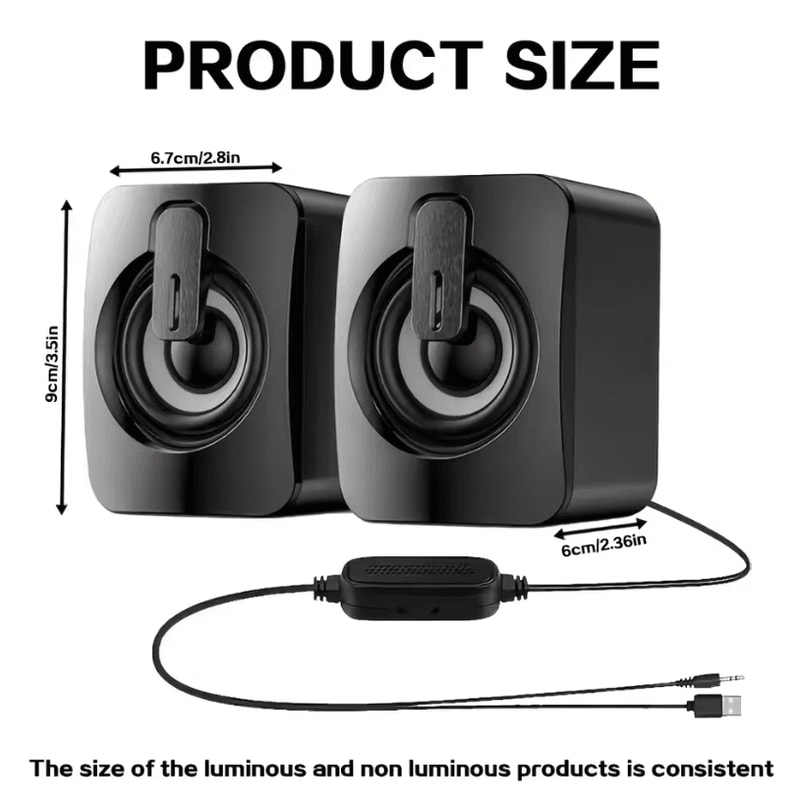 HIFI PC Stereo Speakers USB Wired Computer Sound System With LED Light And BuiltIn Microphone 5
