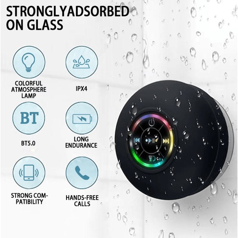 Portable Bluetooth Speaker LED IPX4 Waterproof Outdoor Loudspeaker With Suction Cup Mini Stereo So 1