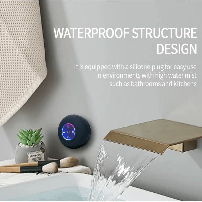 Portable Bluetooth Speaker LED IPX4 Waterproof Outdoor Loudspeaker With Suction Cup Mini Stereo So 2