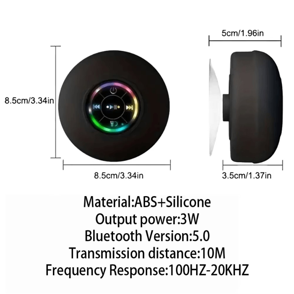 Portable Bluetooth Speaker LED IPX4 Waterproof Outdoor Loudspeaker With Suction Cup Mini Stereo So 5