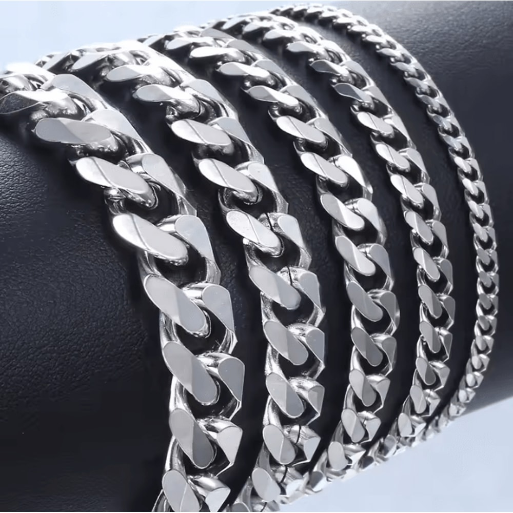 New Trendy Cuban Chain Bracelet Classic Stainless Steel Chain Jewelry For Men And Women 2