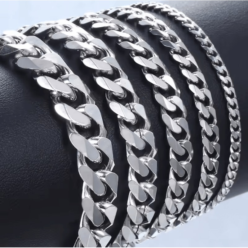 New Trendy Cuban Chain Bracelet Classic Stainless Steel Chain Jewelry For Men And Women 2