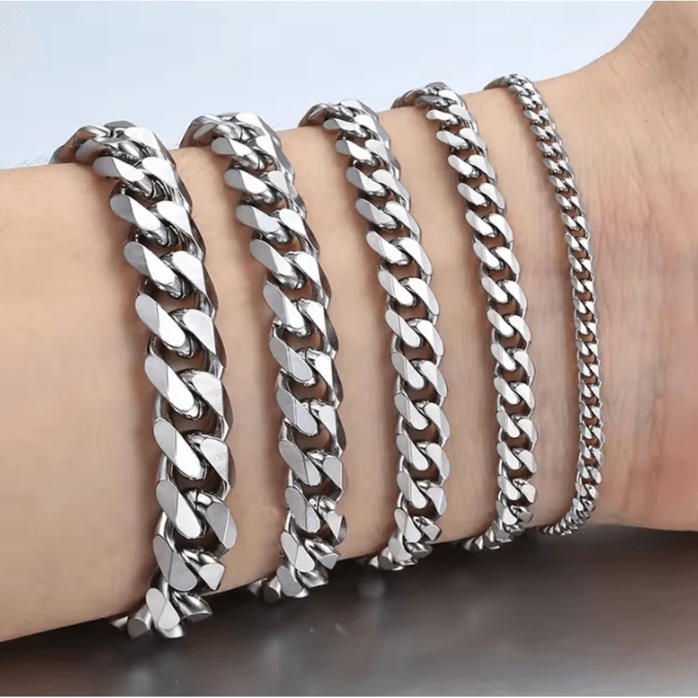 New Trendy Cuban Chain Bracelet Classic Stainless Steel Chain Jewelry For Men And Women 4