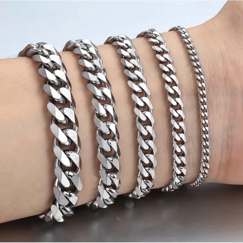 New Trendy Cuban Chain Bracelet Classic Stainless Steel Chain Jewelry For Men And Women 4