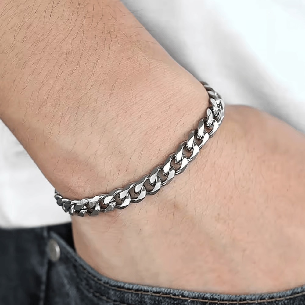 New Trendy Cuban Chain Bracelet Classic Stainless Steel Chain Jewelry For Men And Women 5