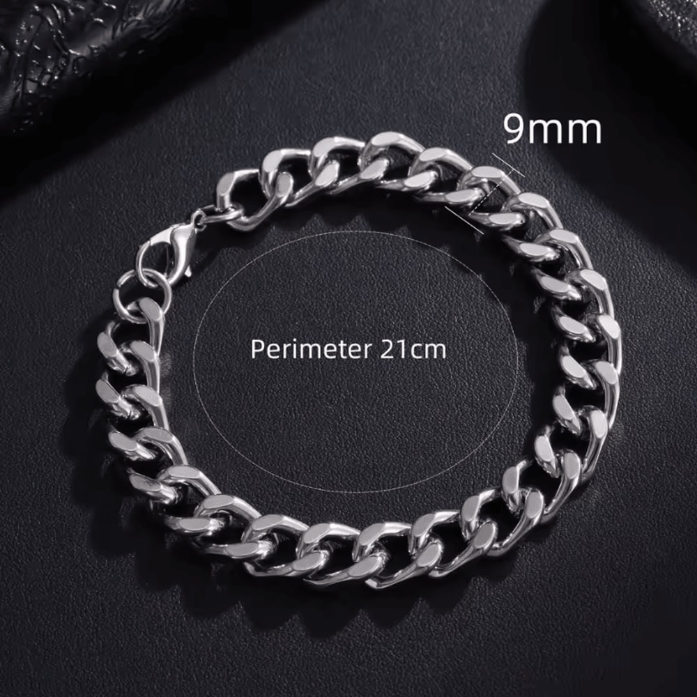 New Trendy Cuban Chain Bracelet Classic Stainless Steel Chain Jewelry For Men And Women 9