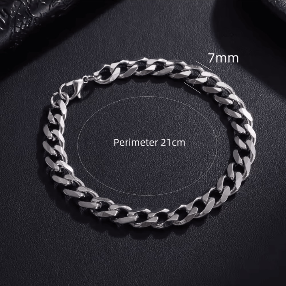 New Trendy Cuban Chain Bracelet Classic Stainless Steel Chain Jewelry For Men And Women 8