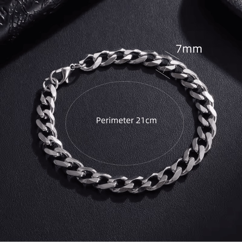 New Trendy Cuban Chain Bracelet Classic Stainless Steel Chain Jewelry For Men And Women 8