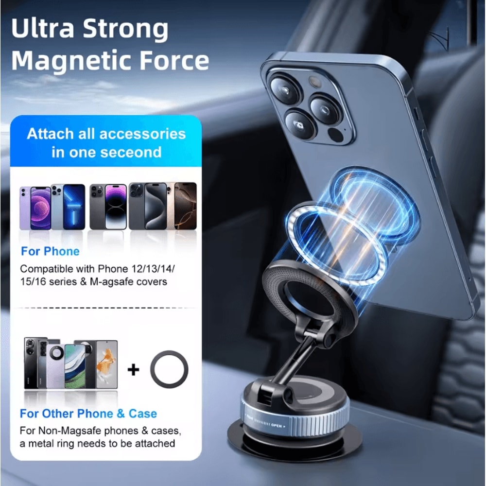 Car Magnetic Phone Mount 360 Degree Rotating Vacuum Suction Phone Bracket Universal Holder For Nav 3