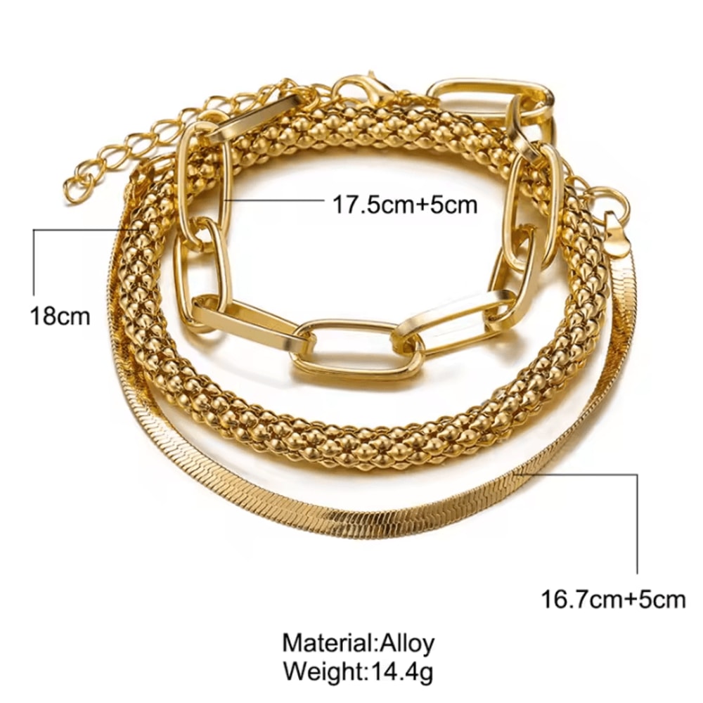 Punk Heavy Metal Big Thick Chain Bracelet Set Retro Geometric Metal Twist Chain Bangles For Women 3