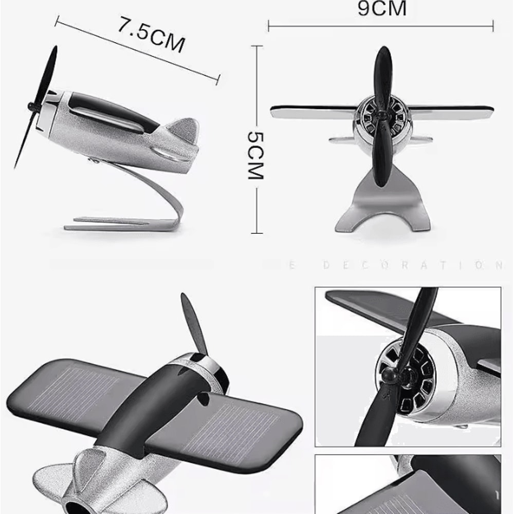 Unique Solar Airplane Car Decoration Creative Car Dashboard Ornament And Desktop Gift For Men Wome 7