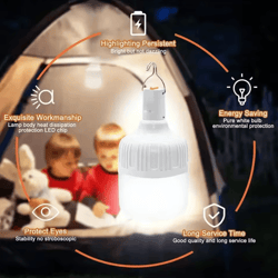 multifunctional rechargeable led camping light – portable usb charging lantern with hook, dimmable outdoor lamp