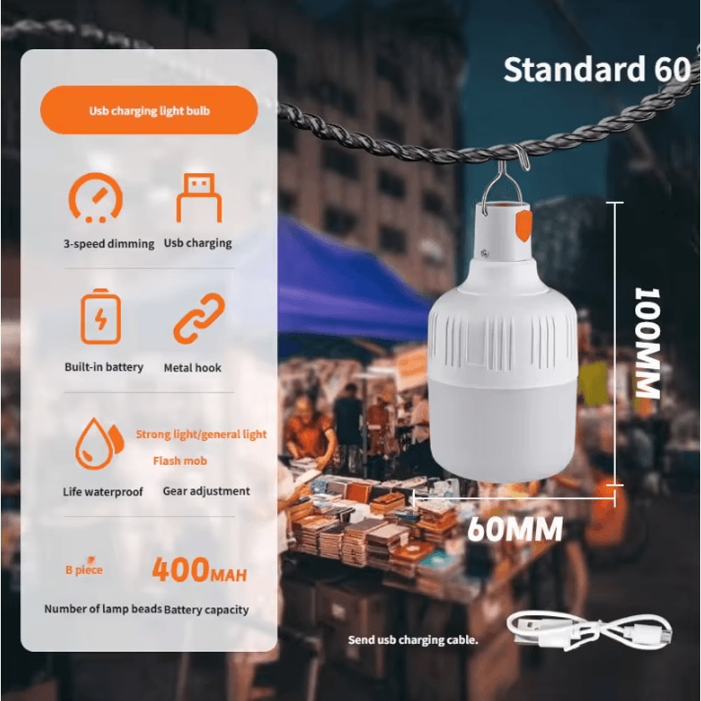 Multifunctional Rechargeable LED Camping Light Portable USB Charging Lantern With Hook Dimmable Ou 6