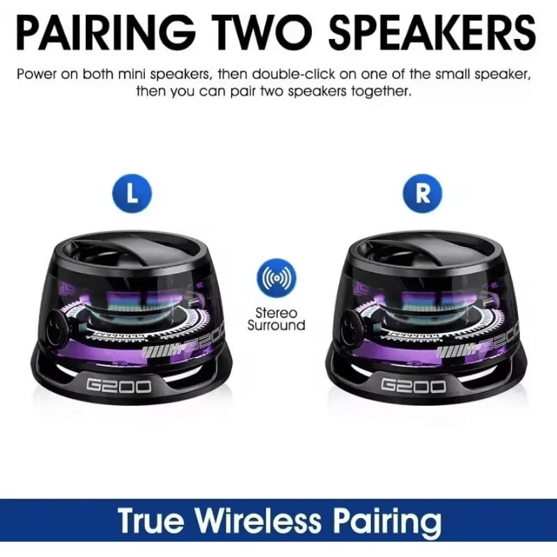 G200 Portable Bluetooth Speaker With Bluetooth 53 RGB Ambient Light Long Battery Life And Magnetic 4