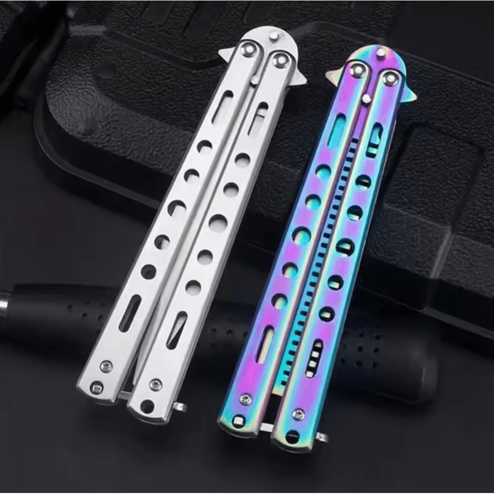 Foldable Stainless Steel Comb Butterfly Knife Style Grooming Tool For Beard And Moustache 1