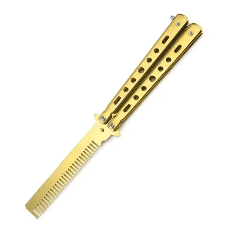 Foldable Stainless Steel Comb Butterfly Knife Style Grooming Tool For Beard And Moustache 8