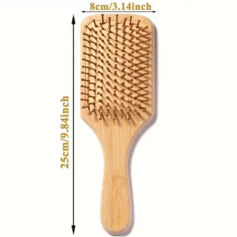 Marseilis Natural Bamboo Paddle Comb With Air Cushion For Scalp Massage AntiStatic Tangle Free Comb 9
