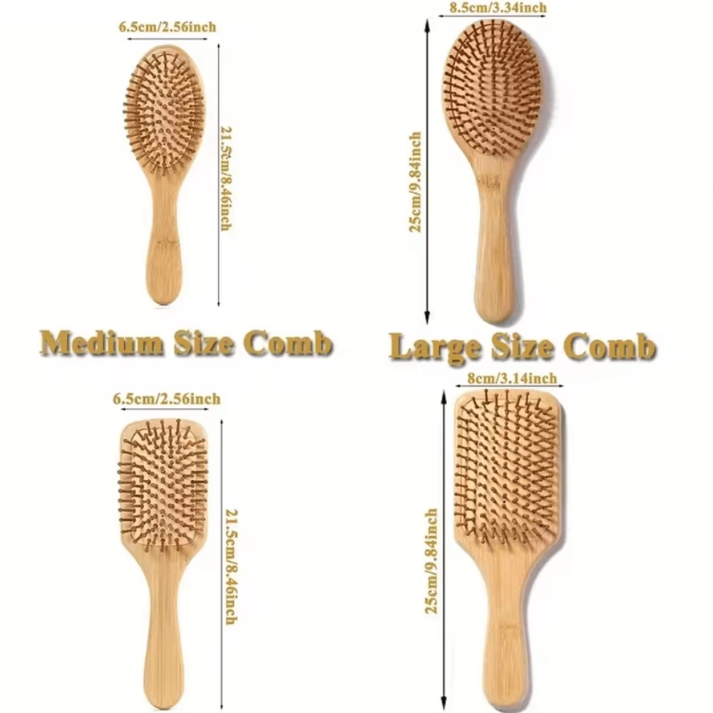 Marseilis Natural Bamboo Paddle Comb With Air Cushion For Scalp Massage AntiStatic Tangle Free Comb 4