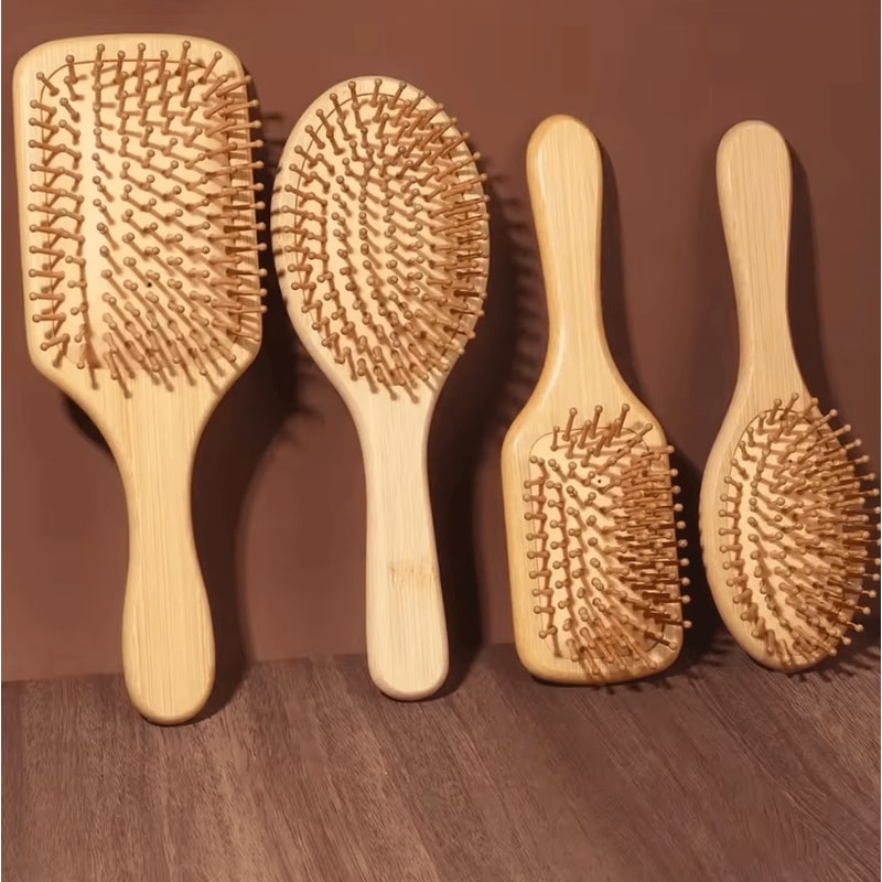 Marseilis Natural Bamboo Paddle Comb With Air Cushion For Scalp Massage AntiStatic Tangle Free Comb 5