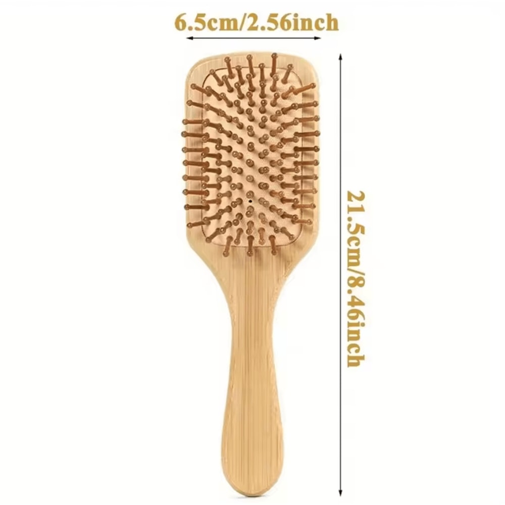 Marseilis Natural Bamboo Paddle Comb With Air Cushion For Scalp Massage AntiStatic Tangle Free Comb 8