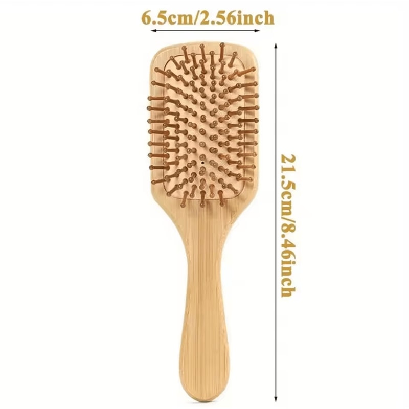 Marseilis Natural Bamboo Paddle Comb With Air Cushion For Scalp Massage AntiStatic Tangle Free Comb 8