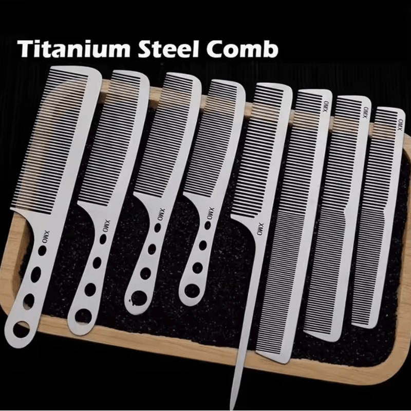 Marseilis Titanium Steel Comb Professional Salon Hairdressing AntiStatic Ultra Thin Hair Brush For 0