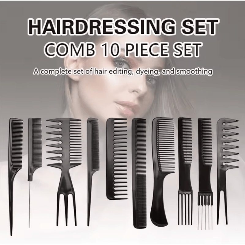 10PCS Professional Comb Set Multifunctional AntiStatic Hair Care And Hairdressing Styling Salon Too 0