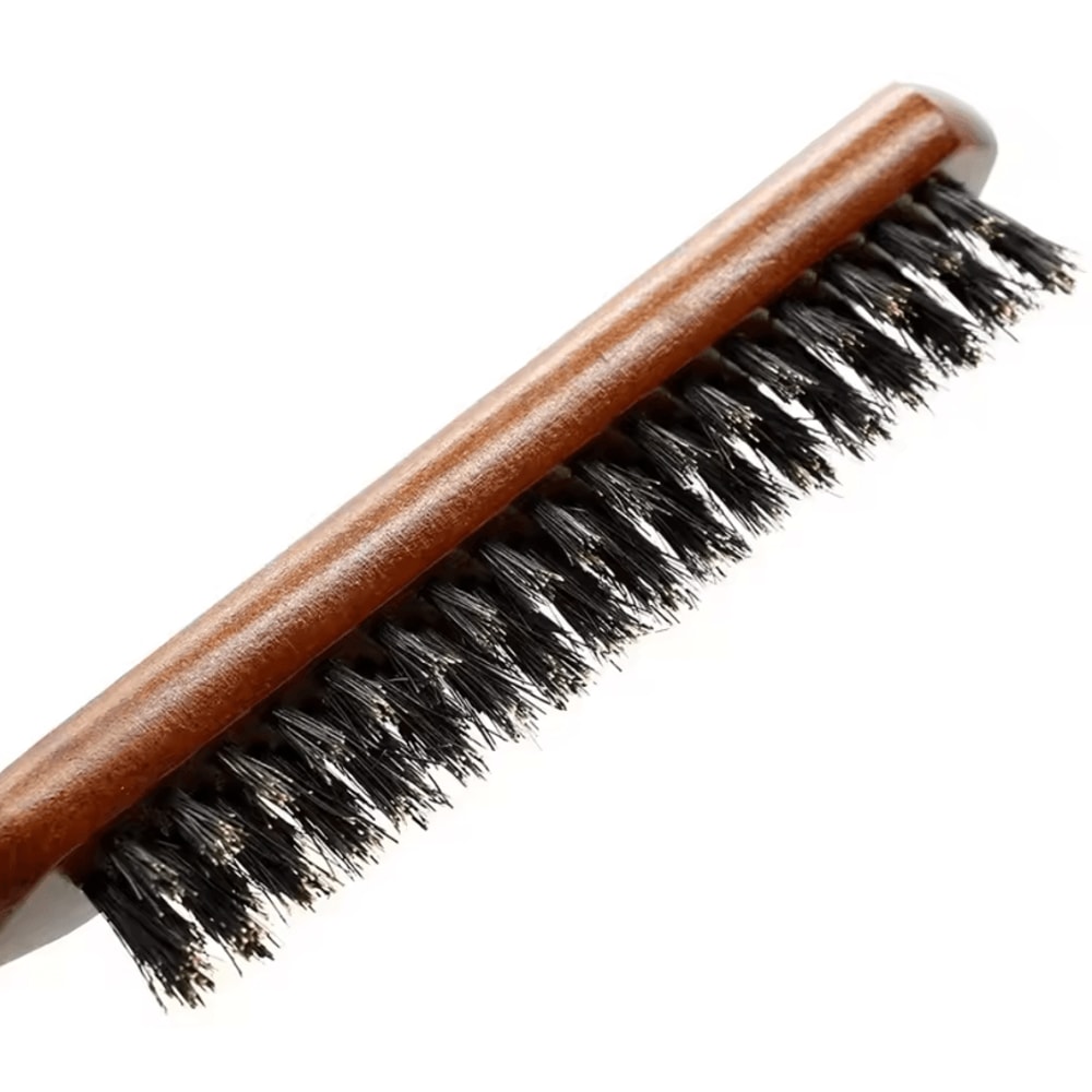 Natural Boar Bristle Hair Brush With AntiStatic Wood Handle Comb For Scalp Massage And Hair Styling 2