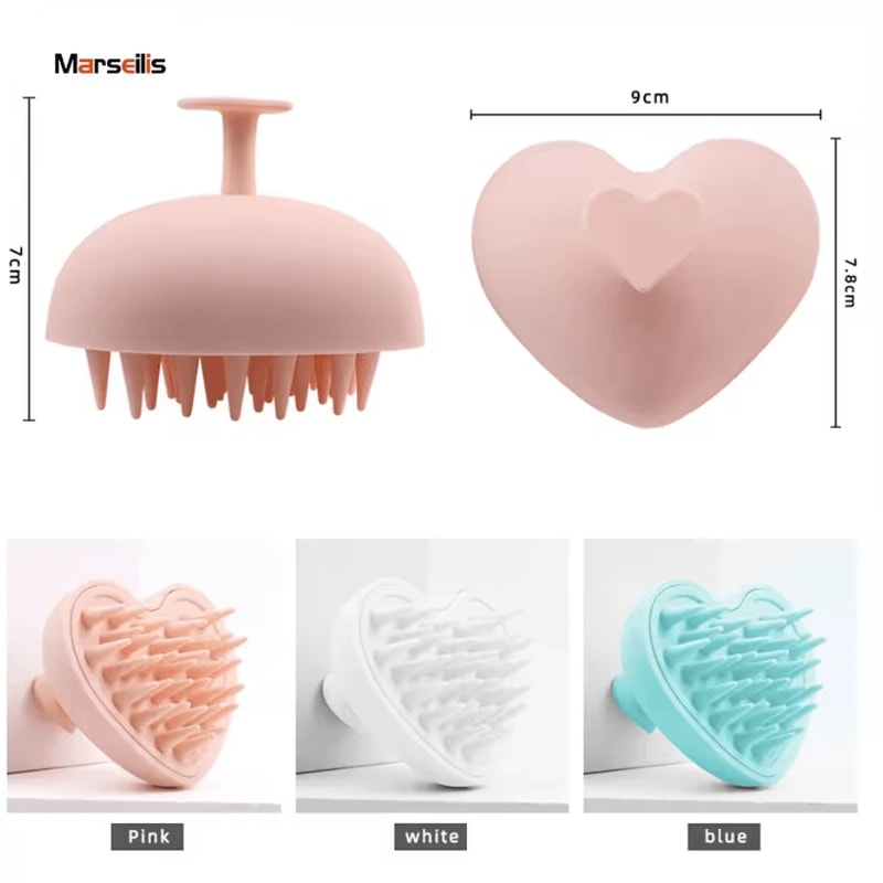 Soft Silicone Shampoo Brush 3D HeartShape Scalp Massager For Hair Washing And Styling Dual Use For 5