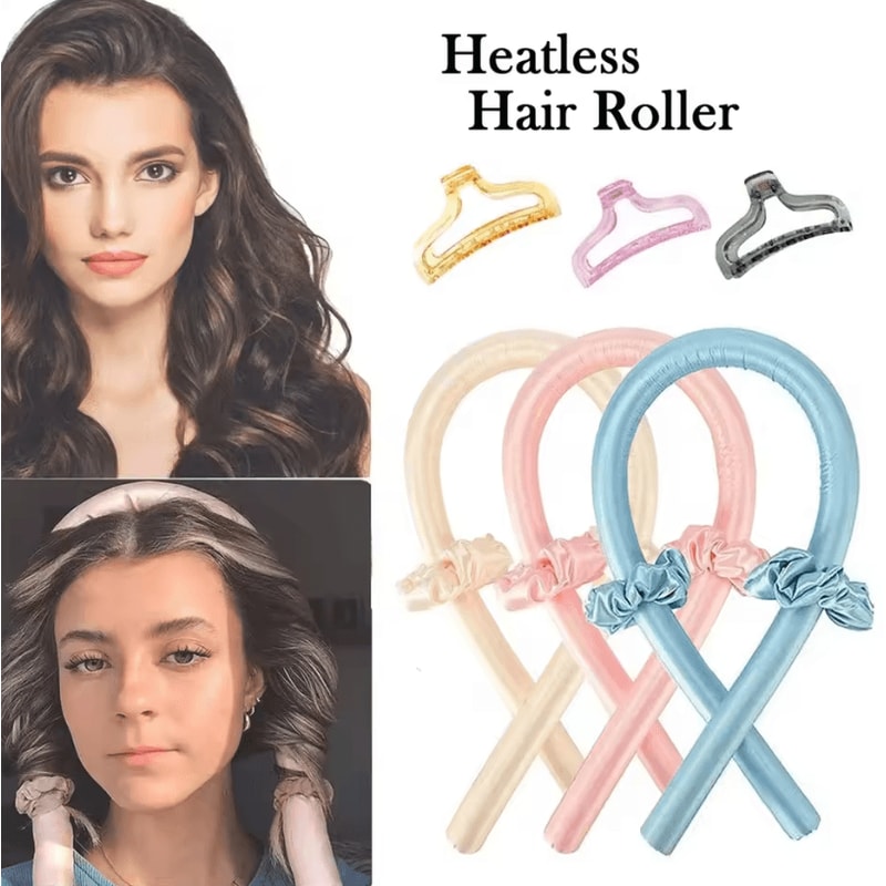 Heatless Hair Curling Headband With Silk Ribbon For Soft Overnight Curls 1