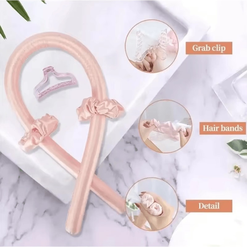 Heatless Hair Curling Headband With Silk Ribbon For Soft Overnight Curls 2