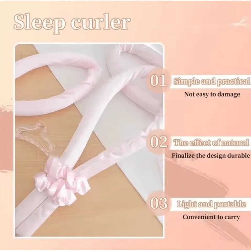 Heatless Hair Curling Headband With Silk Ribbon For Soft Overnight Curls 3