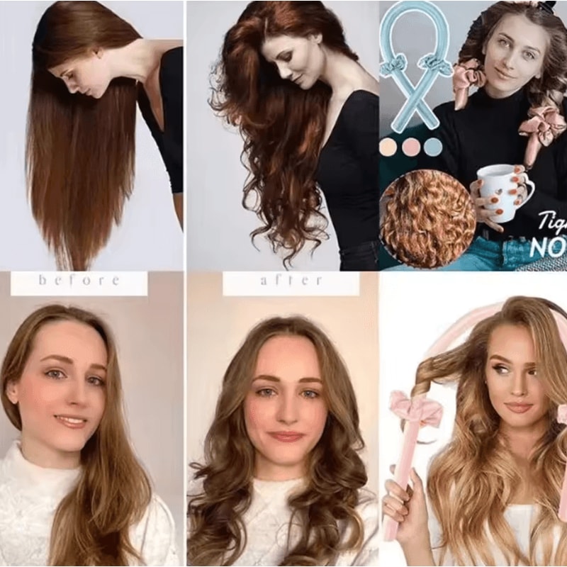 Heatless Hair Curling Headband With Silk Ribbon For Soft Overnight Curls 5