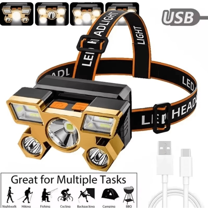 Powerful Rechargeable Headlamp LED Head Flashlight For Fishing And Outdoor Adventures 0