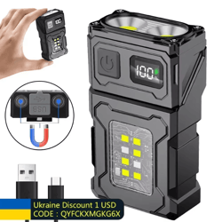 mini usb rechargeable led flashlight with magnetic tail and cob emergency light