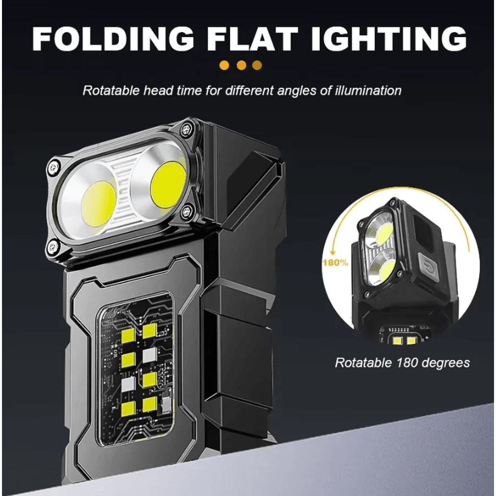 Mini USB Rechargeable LED Flashlight With Magnetic Tail And COB Emergency Light 1