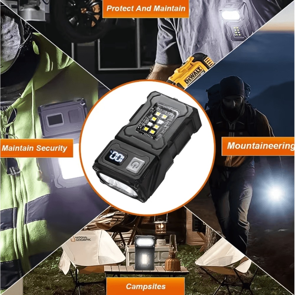 Mini USB Rechargeable LED Flashlight With Magnetic Tail And COB Emergency Light 5