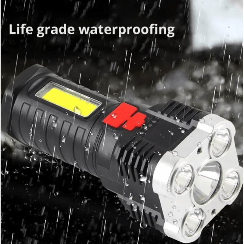 5LED High Power Rechargeable Camping Spotlight With Side Light And 3 Modes 4