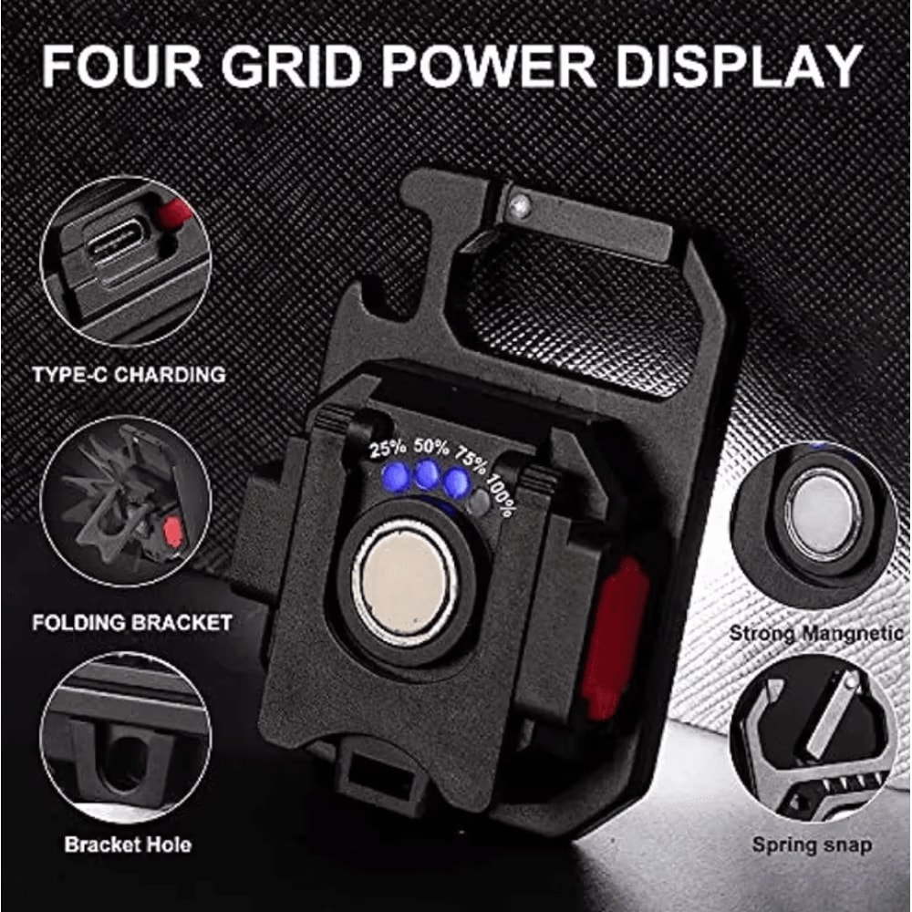 Mini LED Flashlight With Magnetic COB Outdoor Work Light USB Rechargeable 7 Modes 1